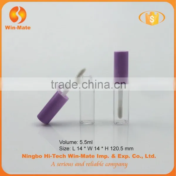 Mini Purple Cap Flat Empty 5.6ml Clear Plastic Lip Gloss Tube photo-3