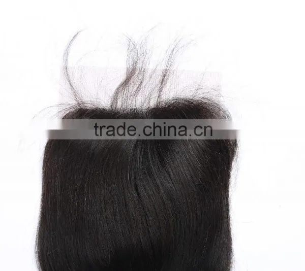 Malaysian Lace Closure Malaysian Virgin Hair Closure 4''X4" Virgin Human Hair Hand Tied Three Part Natural Black photo-5