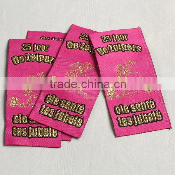 Hot Sale Gold Mark Tag and Straight Cut Woven Label for Cotton Flower Dress photo-3