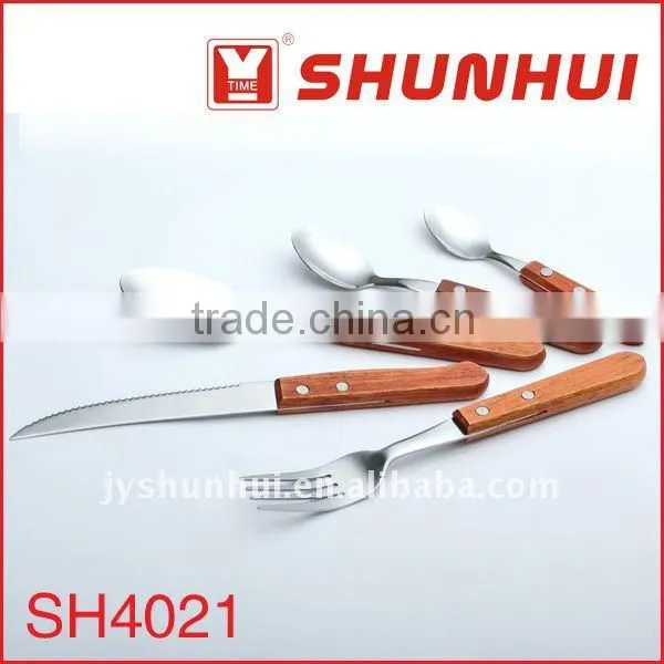 Stainless Steel Wood Handle Flatware Set