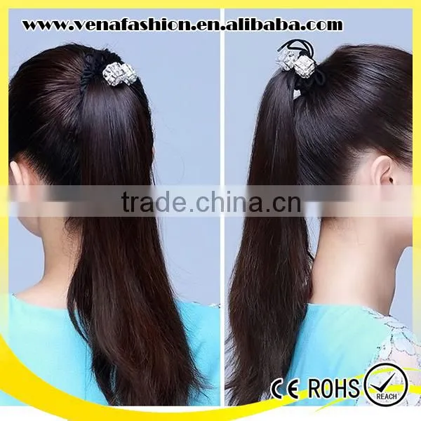 Crystal Black Felt Materia Bow Hair Holder, Hair Tie Holder photo-2