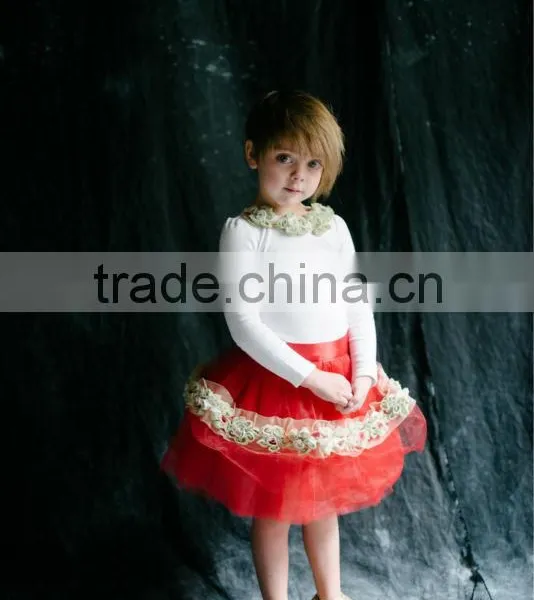 2015 Wholesale Costume Party With Fluffy Girls Dresses Red Pettiskirt Tutu Dress for Girls Party
