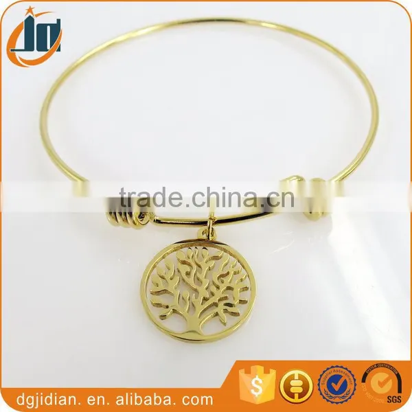 Wholesale Stainless Steel Expandable Wire Bangle With Charm photo-5