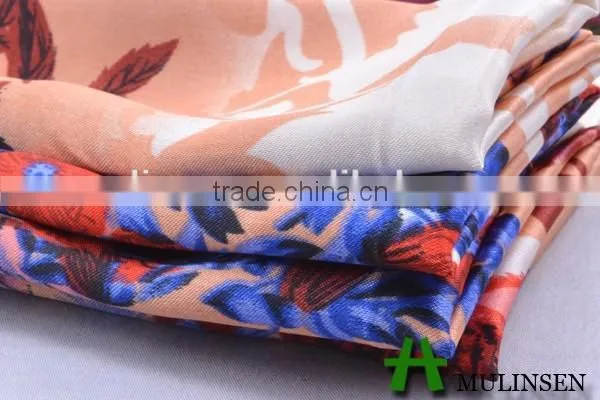 Shaoxing Mulinsen Textile Soft Handfeeling 100% Polyester Twist Satin Fabric Print photo-3