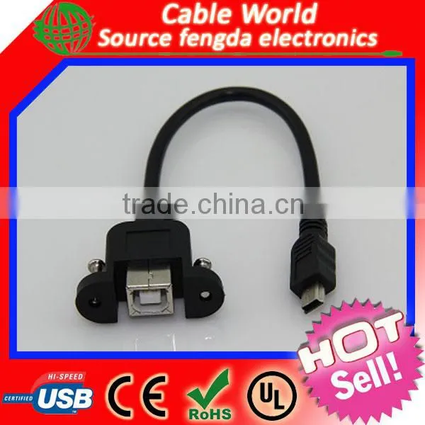 USB B Female Panel Mount Cable to 5 Pin Mini USB Cable