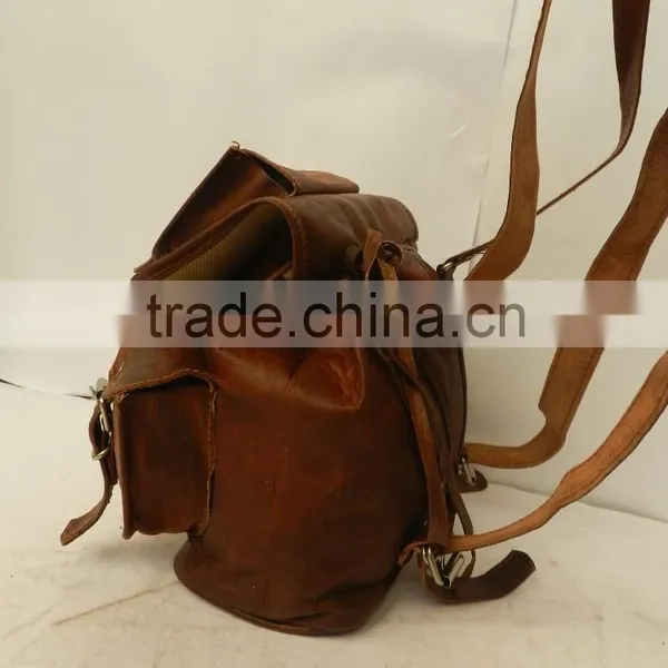 Genuine Leather Unisex Back Pack/vintage Style Back Pack/ruck Sack photo-2