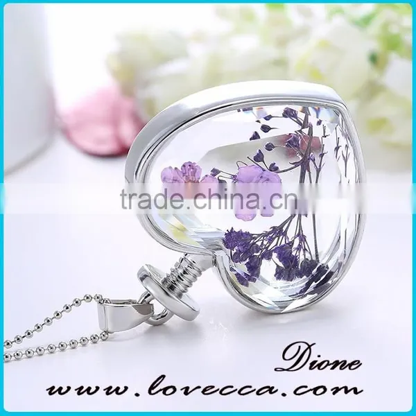2016 Hot Fashion New Glass Bottom Necklace With Real Flower photo-5