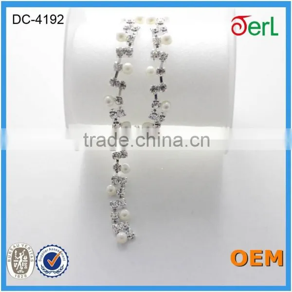New Arrival! Glass Rhinestone Crystal Cup Chain With Pearl for Wholesale photo-4