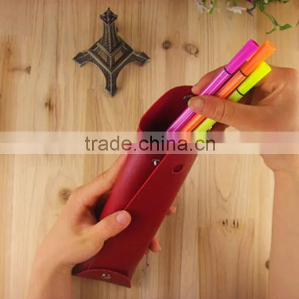 4 Colors PU Leather Makeup Brushes Pens Cosmetic Bag For Women Pencil Case