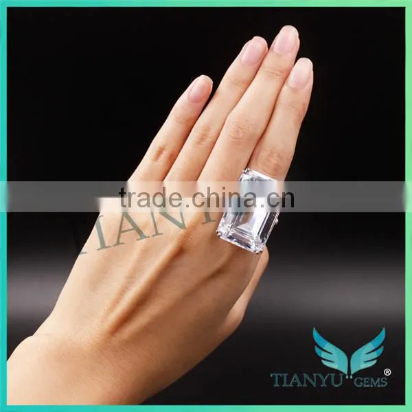 925 Sterling Silver Rectangle Emerald Cubic Zirconia Party Ring photo-5