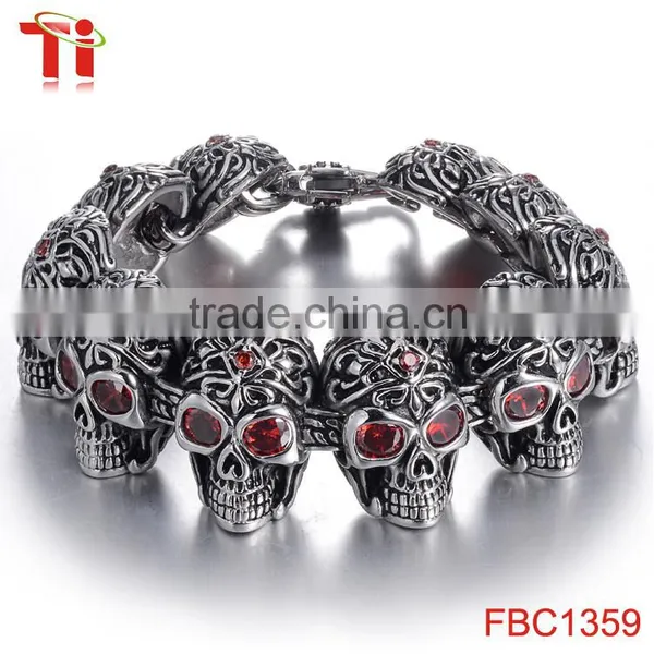 Fast and Furious 7 Moive Silver Color Stainless Steel Skull Skeleton Bracelet Titanium Steel Bangle for Men Fashion Jewelry photo-3