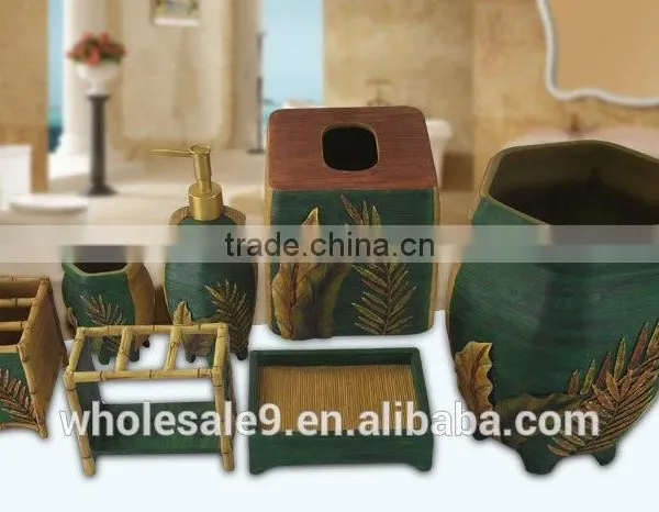 Resin Leaves Pattern Bathrooom Sets 6pcs Bathroom Accessory photo-2