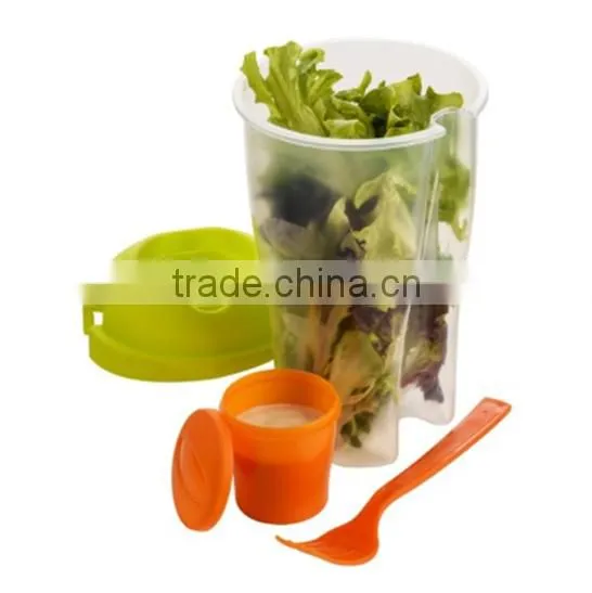 Portable Salad Container For Lunch To Go Includes Plastic Salad Shaker,Plastic Dressing Containers and Forks Compact photo-2