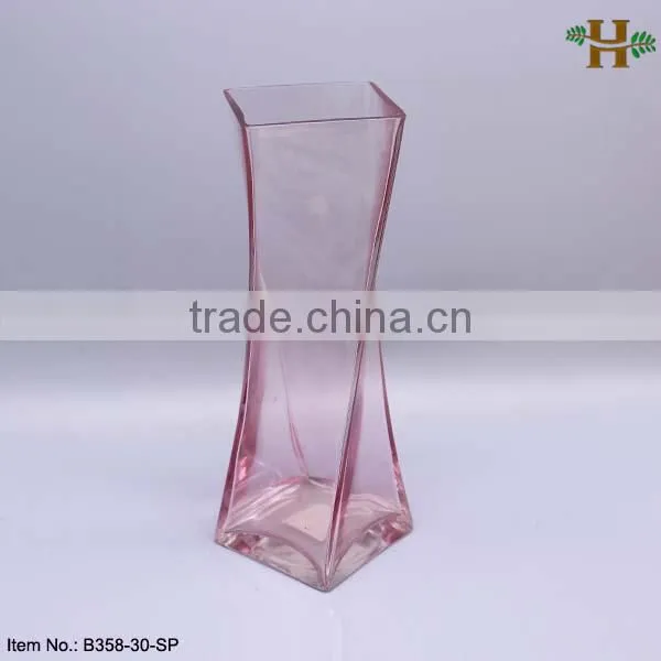 Hebei Factory Square Flower Vase Colored Glass Decorative Vase photo-4