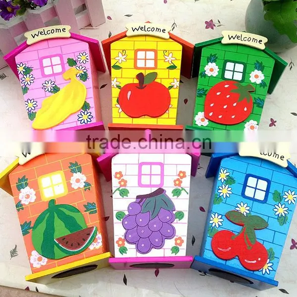 Children Prizes for Cartoon Colorful Custom Wood Money Saving Box
