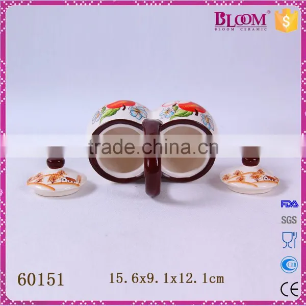 White Ceramic Decal Desgin Tableware Gravy Boat Set photo-5