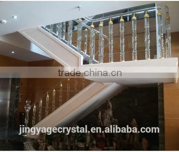 Jingyage Custom Modern New Designs Crystal Stair Balusters Home Stair Decoration Railing Crystal Balustrade Modern Spiral Stair photo-4