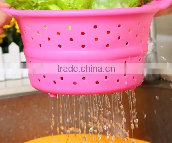 Food Grade Fruit Silicone Basket Foldable Silicone Drain Basket photo-4