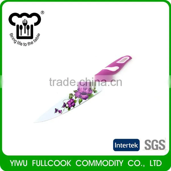 New Coming Trendy Style Flower Pattern No-stick Knife Set With Peeler photo-4