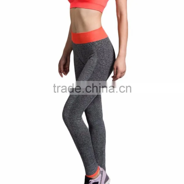 Awesome Design Gym Pants Ladies Yoga Pants With Contrast Color Waistband photo-2