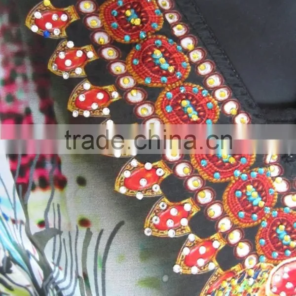 Multicolor CAFTAN Digital Print Crepe Silk LONG Kaftan Tunic Poncho photo-5