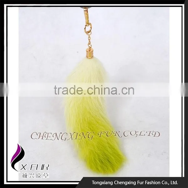 CX-R-34B Wholesale Custom Fashion Dip Dying Fox Fur Metal Keychain photo-3