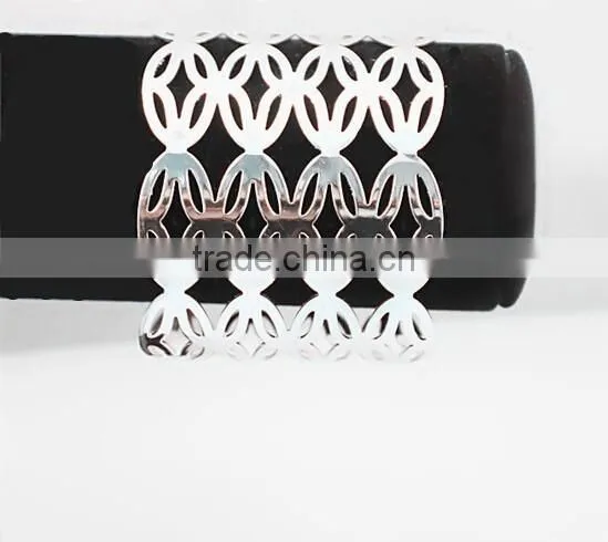 Wholesale Ellipse Superposition Jewelry Hollow Design Wide Bangle for Promotion photo-6