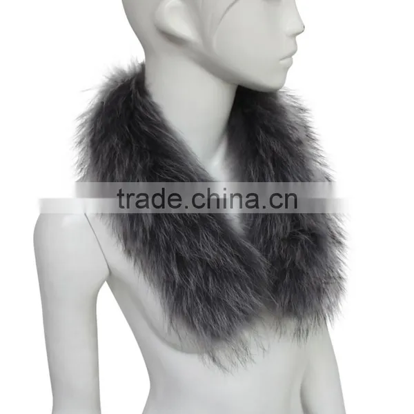 Myfur Women Detachable Real Raccoon Fur Collar Scarf Shawl for Winter Coat photo-4