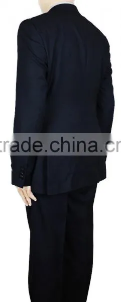 NAAMS MEN'S WOOL 2 BUTTON 2 VENT SLIM FIT SUIT JACKET FLAT FRONT PANT NAVY BIRDSEYE photo-4