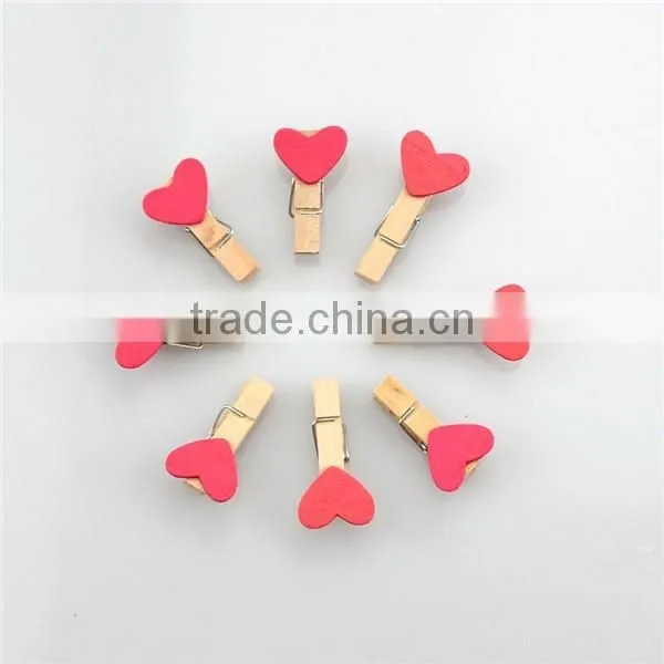 Cute Felt Heart Mini Clip Wood Pegs Kid Craft Party Favor Supply 35mm photo-3