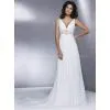 V-neckline Chiffon Material Bridal Wedding Dress Beaded Custom Made