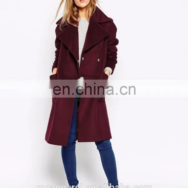 China Wholesale Oversized Fit With Panelled Collar Women Wool Winter Coat photo-2