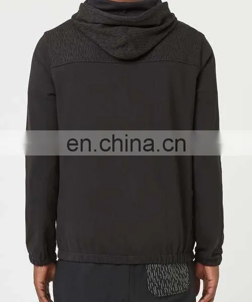 Mens Side Pockets Flecked Shoulder Black Hoodie photo-2