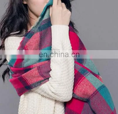 Grid Woolen Fashion Shawls Cross Printed Tartan Western Styles Women Fashion Winter Scarf Scarves photo-4