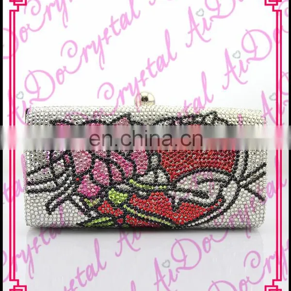 Aidocrystal Handmade Big Flower Pattern White Shinny Women's Clutch Handbag and Matching Shoes