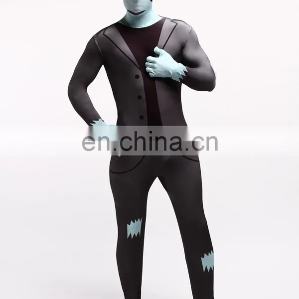 Dark Gray Business Zentai Second Skin Pilot Tuxedo Suit Fancy Dress Costume photo-5