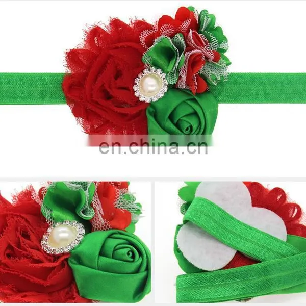 Christmas Decorations Rose Chiffon Flower Elastic Baby Kids Hair Band Children Hair Accessories photo-6