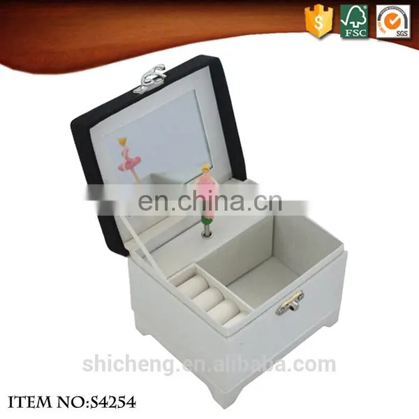 Square Hand Crank Ballerina Dancer Music Box With Mirror photo-3