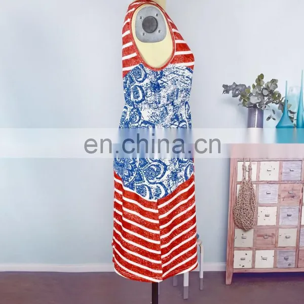 2019 New Spring Summer Amazon Abstract Red and White Stripes Coodinates Fabric July 4th Mommy and me Dress (this Link for WOMAN) photo-6