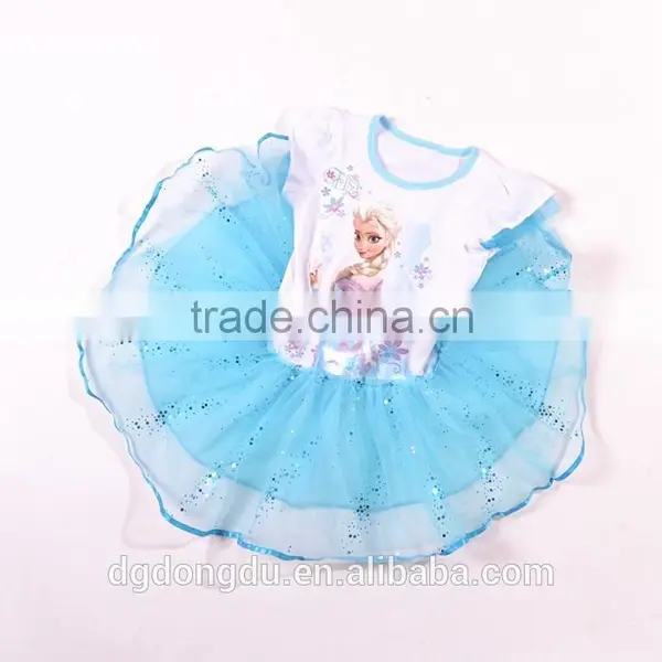 Girls Princess Anna Elsa Cosplay Costume Kid's Party Dress Dresses Sequins Pleated Lovely Baby Girls Dresses Top Quality