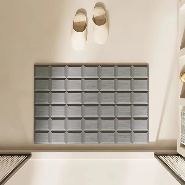 Special Engraving Grid Pattern Diatomite Stone Bath Mat Manufacturer photo-2