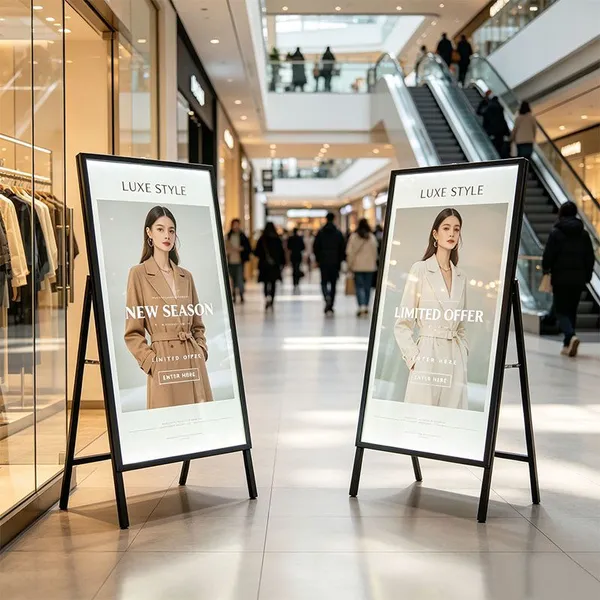 Tempered Glass A‑Frame Light Box 60×90cm | Plug‑in & Battery Powered | ADE Lightbox