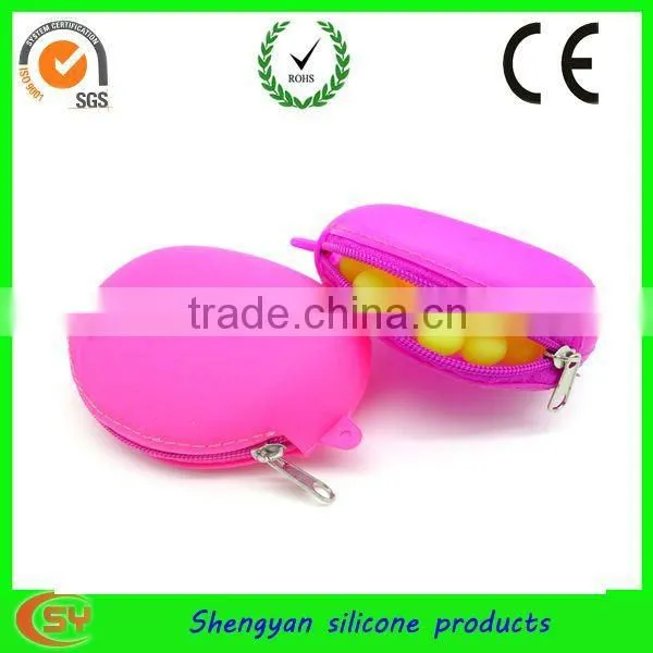 Pink Siicone Coin Pouch With Zipper
