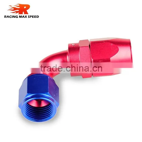 Aluminum Oil Cooler Fitting 90 Degree Resuable Hose End Fuel Line Hose End Fitting Adaptor Cutter Shape Blue and Red 40-090-10 photo-3