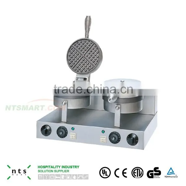 Economic Design 2 Plate Food Grade Stainless Steel Electric Waffle Baker photo-3