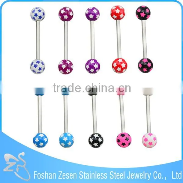 Factory Wholesale Piercing Surgical Steel Woman Loves Printed Logo Tongue Ring photo-3