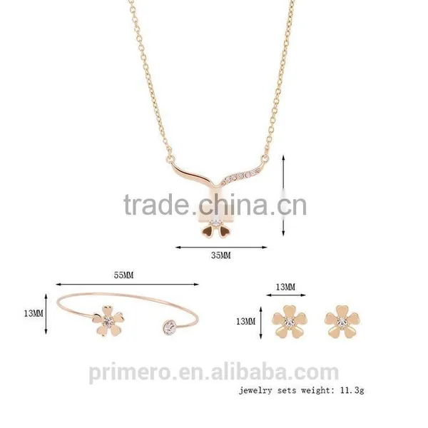 Summer Wedding Jewelry Sets Korea Simple Flower Earring Necklace Bangle For Woman photo-3