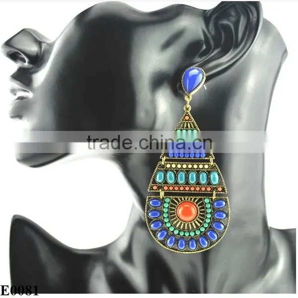 2016Fashion Drop Gemstone Restore Ancient Ways Earring E0081 photo-3
