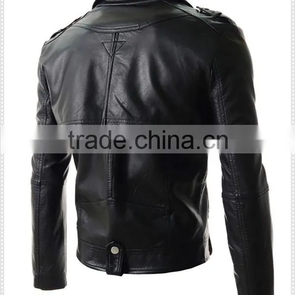 Custom Hight Quality European Fashion Mens Leather Motorcycle Jacket photo-6