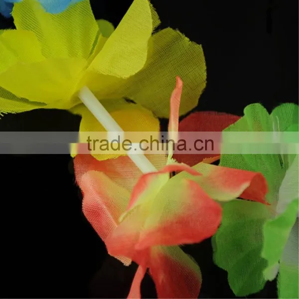 Hawaiian Leis Set Flower Garland Necklace + Headband + Bracelet Wristband Hula Party Lady Men Dance Fancy Dress Garland photo-3